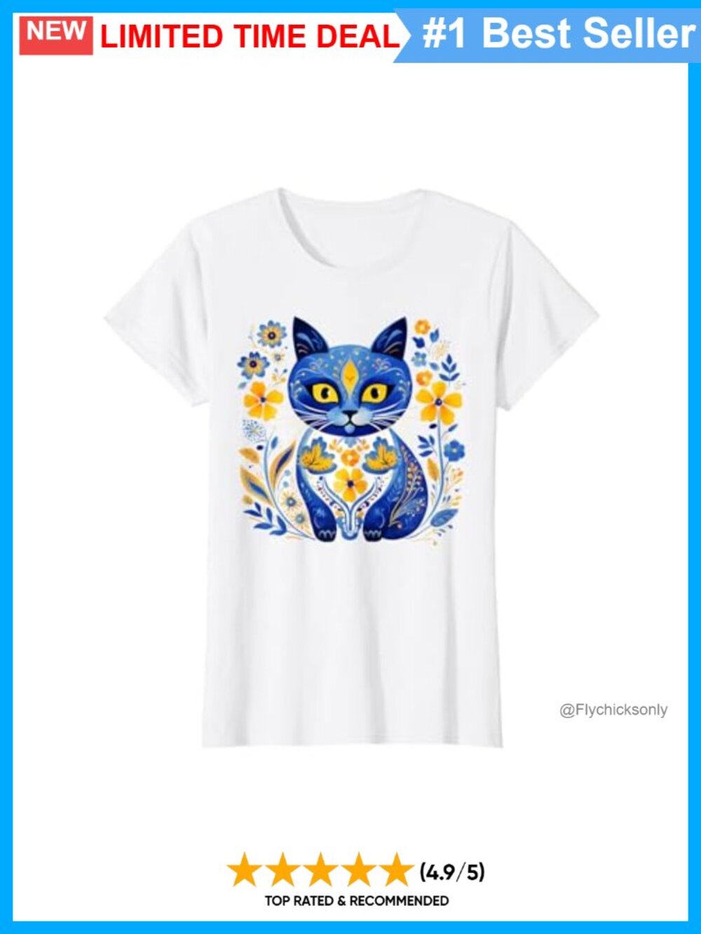 Ukraine Cat Floral Vyshyvanka Style Retro Tee Short Sleeve T-Shirt